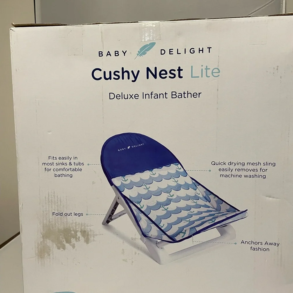 Baby Delight Cushy Nest Lite Deluxe Infant Bather Anchors Away Fabric Washable